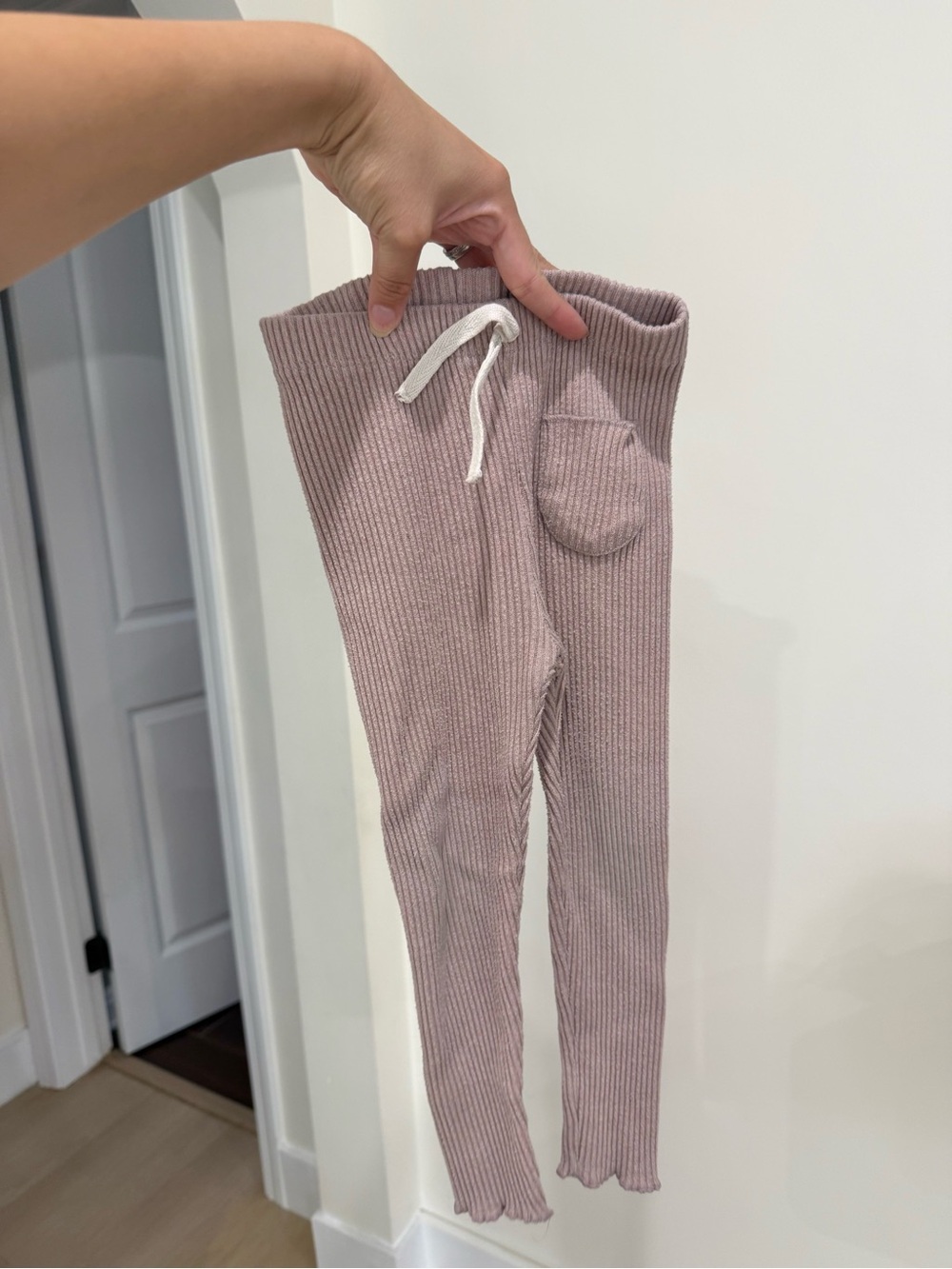 Zara Ribbed Knit Leggings in Dusty Pink 3-4